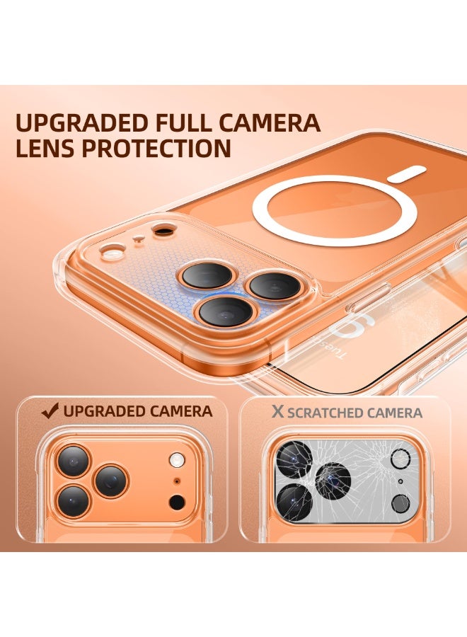 بيرفي جراب لآيفون 17 برو، متوافق مع ماج سيف، مع واقي شاشة زجاج مقوّى 9H مدمج وحماية للكاميرا، جراب شفاف مقاوم للصدمات بحماية كاملة للجسم لهاتف 17 برو مقاس 6.3 بوصة، شفاف - Image 5